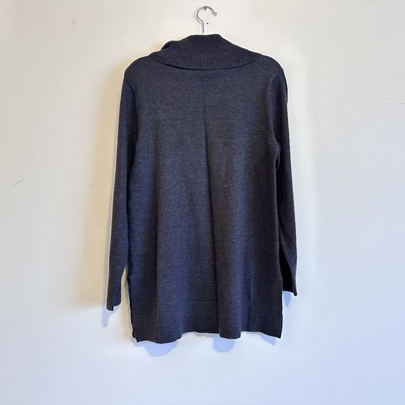 Cable & Gauge Dark Gray Cowl Neck Long Sweater - Picture 3 of 7